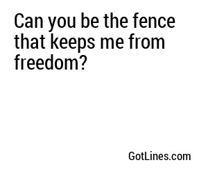 Can you be the fence that keeps me from freedom?

