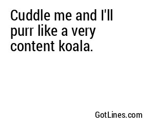 Cuddle me and I'll purr like a very content koala.