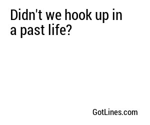 Didn't we hook up in a past life?