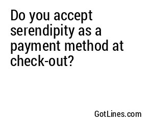 Do you accept serendipity as a payment method at check-out?