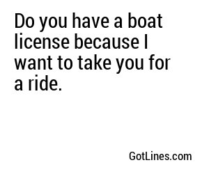 Do you have a boat license because I want to take you for a ride.

