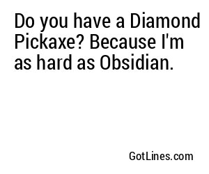 Do you have a Diamond Pickaxe? Because I'm as hard as Obsidian.