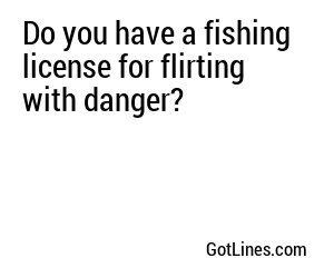 Do you have a fishing license for flirting with danger?