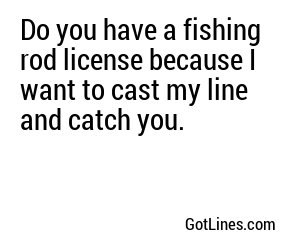Do you have a fishing rod license because I want to cast my line and catch you.
