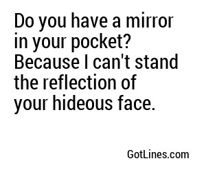 Do you have a mirror in your pocket? I just want to make sure my eyeliner is on thick enough.
