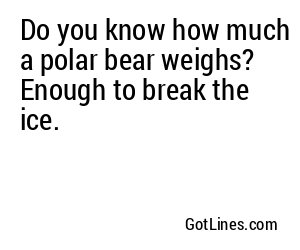Do you know how much a polar bear weighs? Enough to break the ice.