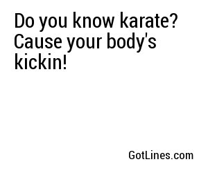 Do you know karate? Cause your body's kickin!