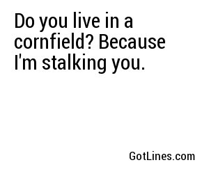 Do you live in a cornfield? Because I'm stalking you.
