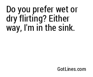 Do you prefer wet or dry flirting? Either way, I'm in the sink.