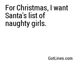 For Christmas, I want Santa's list of naughty girls.