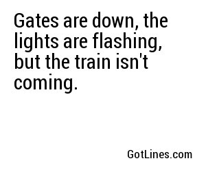 Gates are down, the lights are flashing, but the train isn't coming.