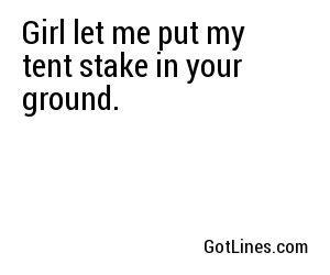 Girl let me put my tent stake in your ground.