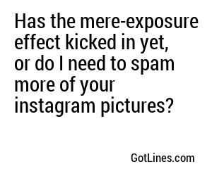 Has the mere-exposure effect kicked in yet, or do I need to spam more of your instagram pictures?
