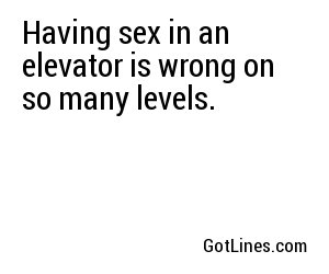 Having sex in an elevator is wrong on so many levels.