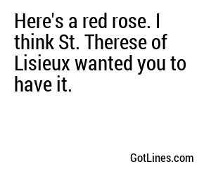 Here's a red rose. I think St. Therese of Lisieux wanted you to have it.