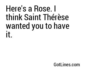 Here's a Rose. I think Saint Thérèse wanted you to have it.
