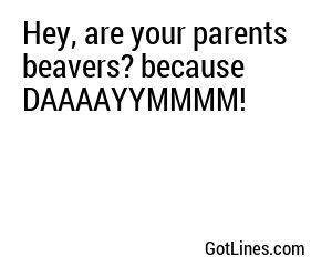Hey, are your parents beavers? because DAAAAYYMMMM!
