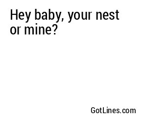 Hey baby, your nest or mine?