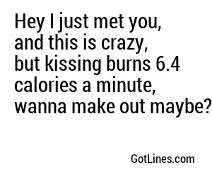 Hey I just met you, and this is crazy, but kissing