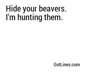 Hide your beavers. I'm hunting them.
