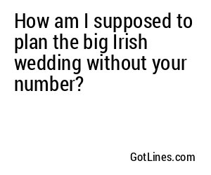 How am I supposed to plan the big Irish wedding without your number?