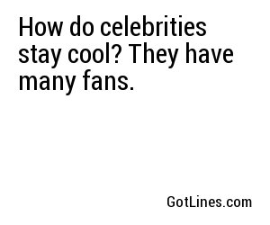How do celebrities stay cool? They have many fans.