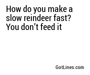How do you make a slow reindeer fast? You don’t feed it
