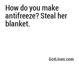 How do you make antifreeze? Steal her blanket.