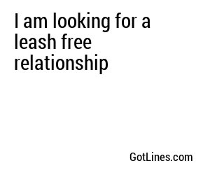 I am looking for a leash free relationship