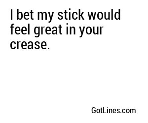 I bet my stick would feel great in your crease.
