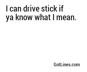 I can drive stick if ya know what I mean.
