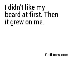 I didn't like my beard at first. Then it grew on me.
