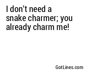 I don’t need a snake charmer; you already charm me!