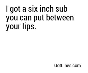 I got a six inch sub you can put between your lips.
