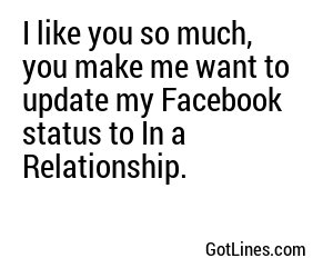 I like you so much, you make me want to update my Facebook status to In a Relationship.