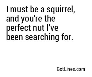 I must be a squirrel, and you’re the perfect nut I’ve been searching for.