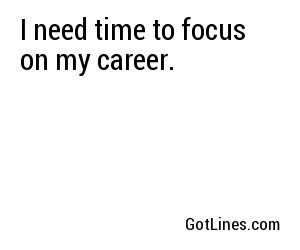 I need time to focus on my career.
