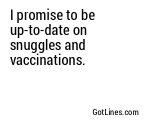 I promise to be up-to-date on snuggles and vaccinations.