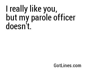 I really like you, but my parole officer doesn't.
