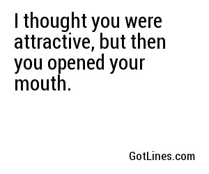 I thought you were attractive, but then you opened your mouth.