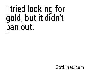 I tried looking for gold, but it didn't pan out.