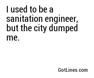 I used to be a sanitation engineer, but the city dumped me.