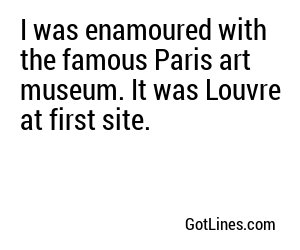 I was enamoured with the famous Paris art museum. It was Louvre at first site.
