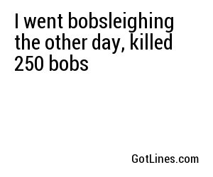 I went bobsleighing the other day, killed 250 bobs
