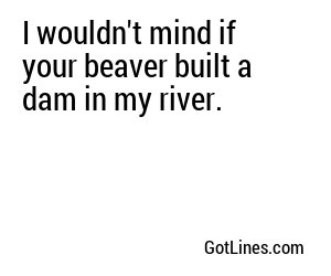 I wouldn't mind if your beaver built a dam in my river.
