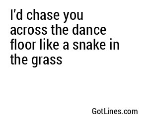 I’d chase you across the dance floor like a snake in the grass
