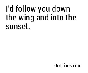 I’d follow you down the wing and into the sunset.