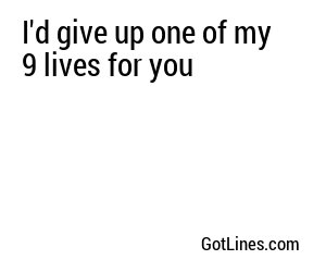 I'd give up one of my 9 lives for you
