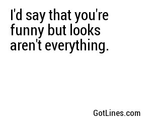 I'd say that you're funny but looks aren't everything.