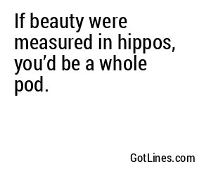 If beauty were measured in hippos, you’d be a whole pod.